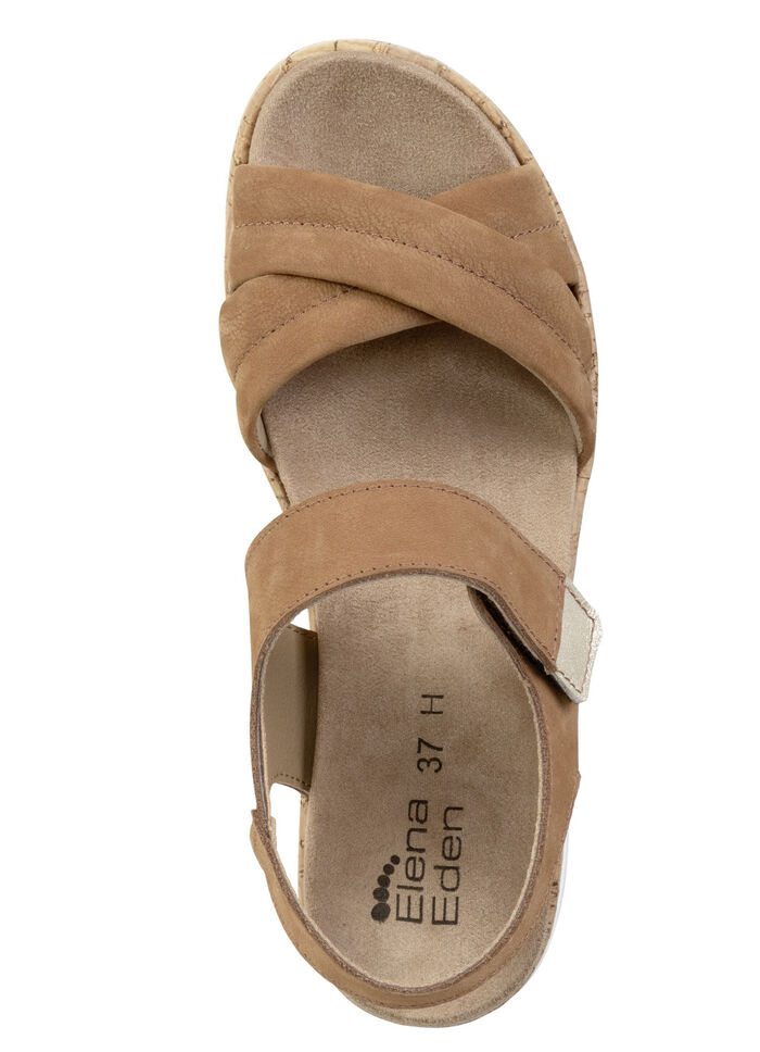 ELENA EDEN, bequeme Damen-Sandalen, Weite H, mit herausnehmbarem Fussbett COGNAC