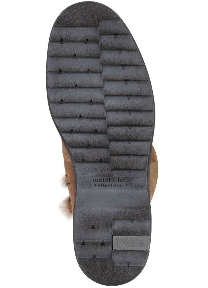 Waldl&auml;ufer Schn&uuml;r-Stiefelette mit kuscheligem Kragen aus Lammfell BRAUN