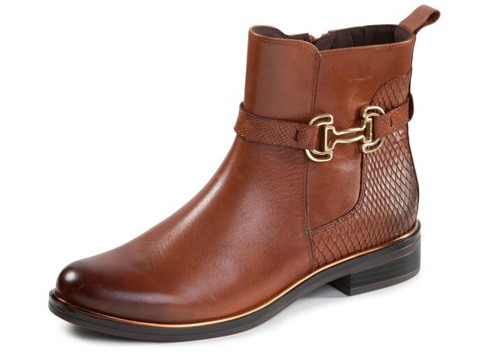 ELENA EDEN, schicke Damen-Stiefeletten, Winterschuhe, Weite G, mit Rei&szlig;verschluss COGNAC