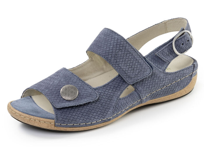 Waldläufer, bequeme Damen-Sandalen, Weite H, mit herausnehmbarem Fussbett JEANS