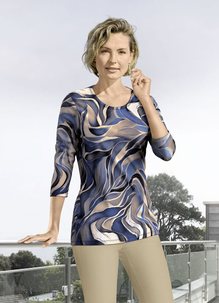 Shirt mit 3/4-langen Ärmeln in 4 Farben CAMEL-BLAU