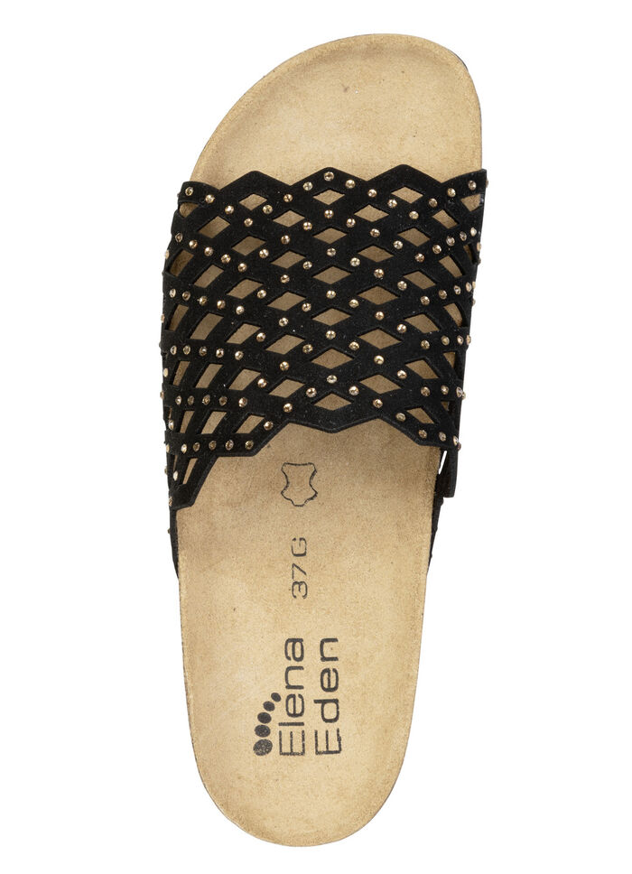 ELENA EDEN, leichte Damen-Pantoletten, Weite G, mit Lederfussbett SCHWARZ