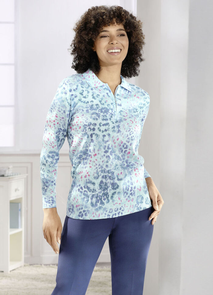 Pullover in weich fliessender Qualität EISBLAU-MULTICOLOR