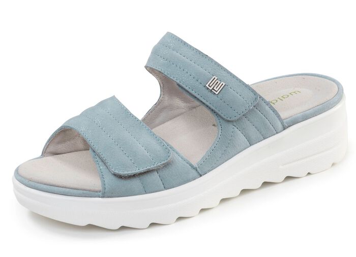 Waldl&auml;ufer, bequeme Damen-Pantoletten, Weite H, mit herausnehmbarem Fussbett BLEU