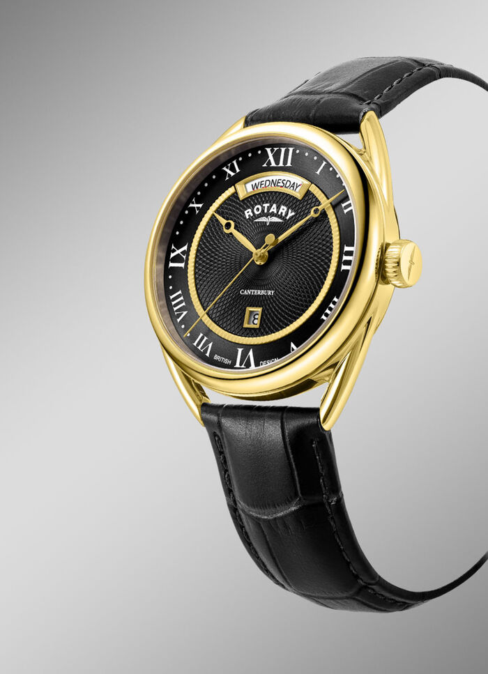 Rotary Quartz-Herrenuhr mit Lederband 