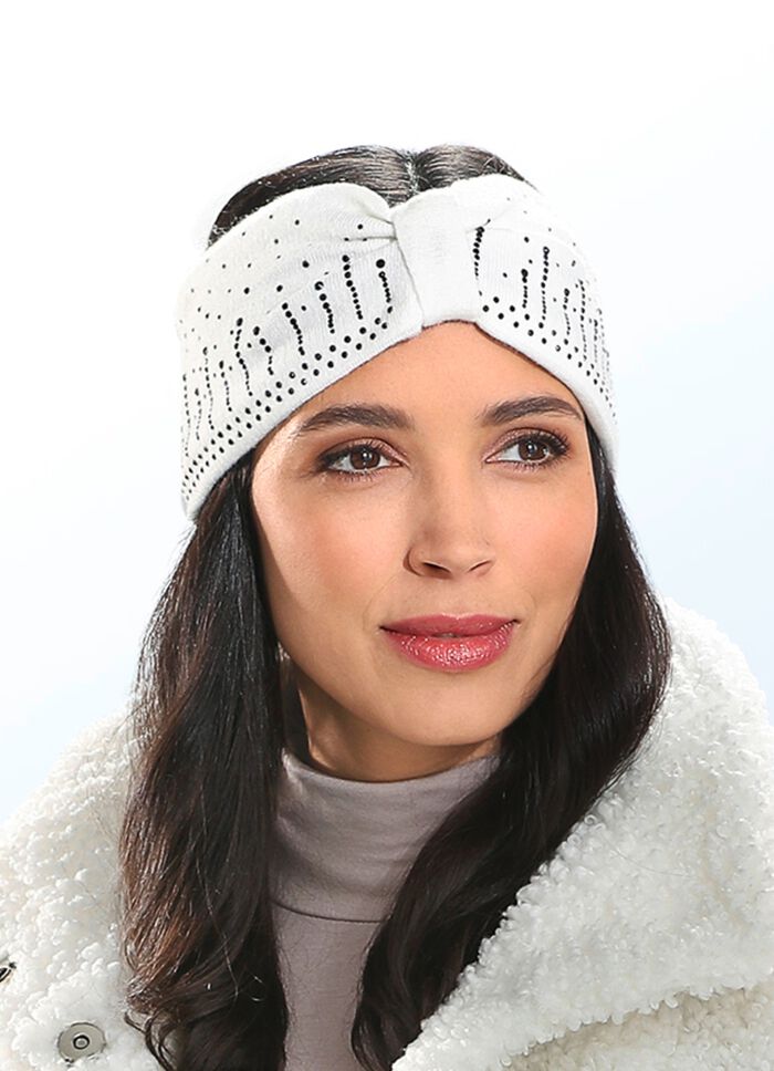 Elegantes Damen-Stirnband, mit Glitzer-Applikationen NATURWEISS