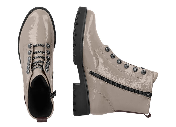 Remonte Stiefelette mit trendigen Zierketten in Schnür-Optik TAUPE
