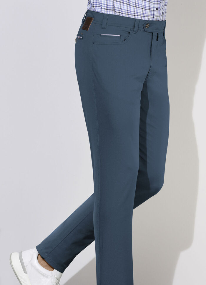 &laquo;Br&uuml;hl&raquo;-Hose mit Bund&uuml;bertritt in 3 Farben DUNKELBLAU