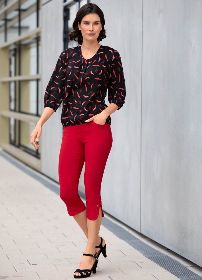 Caprihose mit abgerundeten Schlitzen an den Beinabschl&uuml;ssen 