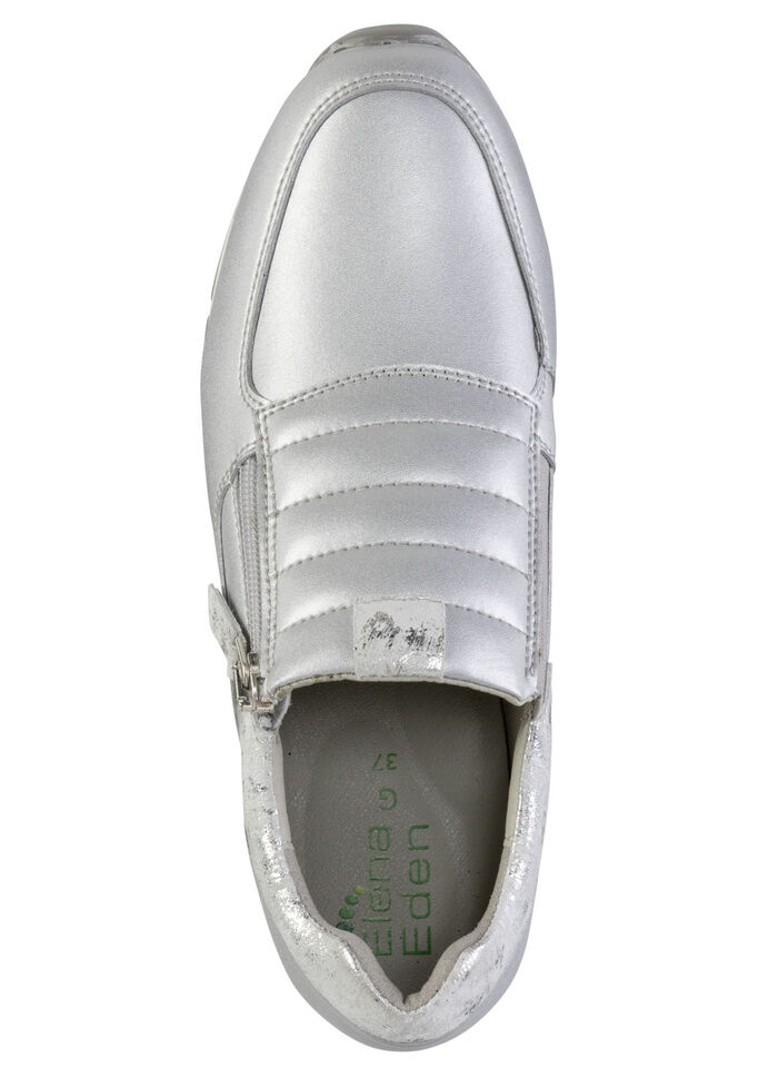 ELENA EDEN Sneaker aus Nappaleder und silbergrau geprägtem Veloursleder MATTSILBER