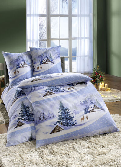 Bettwäsche-Garnitur mit Winterlandschaft 