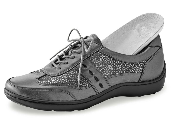 Waldläufer, bequeme Damen-Schnürschuhe, Weite H, mit herausnehmbarem Fussbett ALTSILBER