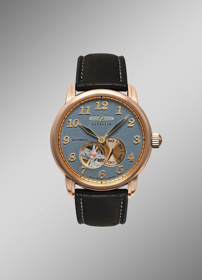 Automatik-Herrenuhr mit offenem Uhrwerk von Zeppelin 