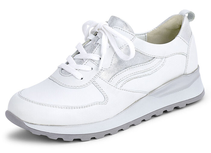 Waldläufer Schnürschuh in modernem Dessin WEISS-SILBER