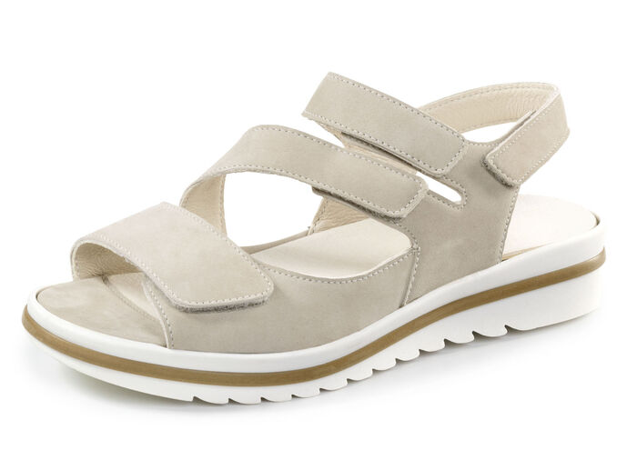 Waldläufer, bequeme Damen-Sandalen, Weite H, mit herausnehmbarem Fussbett BEIGE
