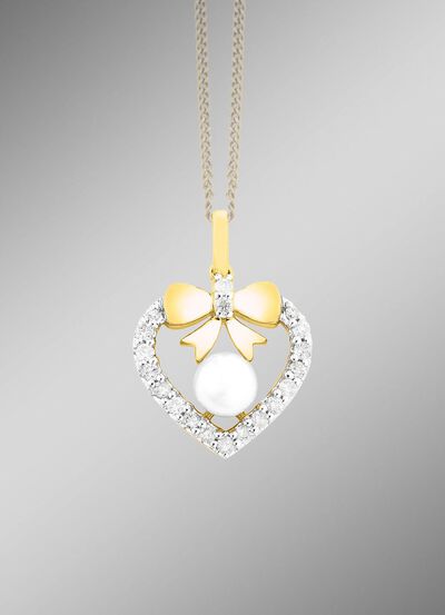 Anh&auml;nger mit 19 Brillanten und S&uuml;sswasser-Zuchtperle 