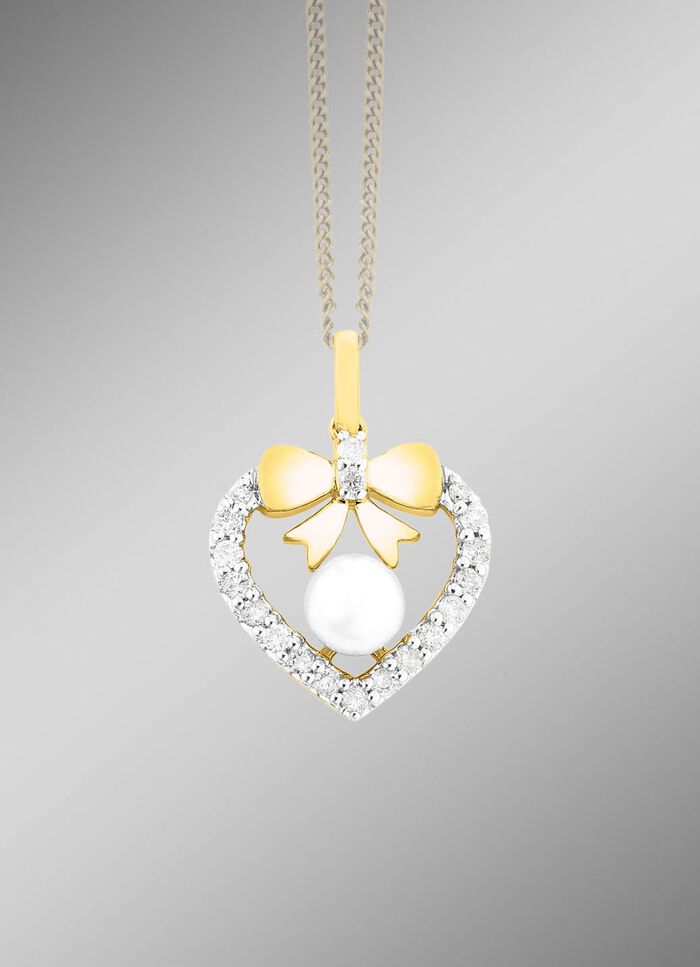 Anh&auml;nger mit 19 Brillanten und S&uuml;sswasser-Zuchtperle 