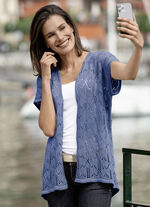 Gilet mit Ajourmuster JEANSBLAU MELIERT