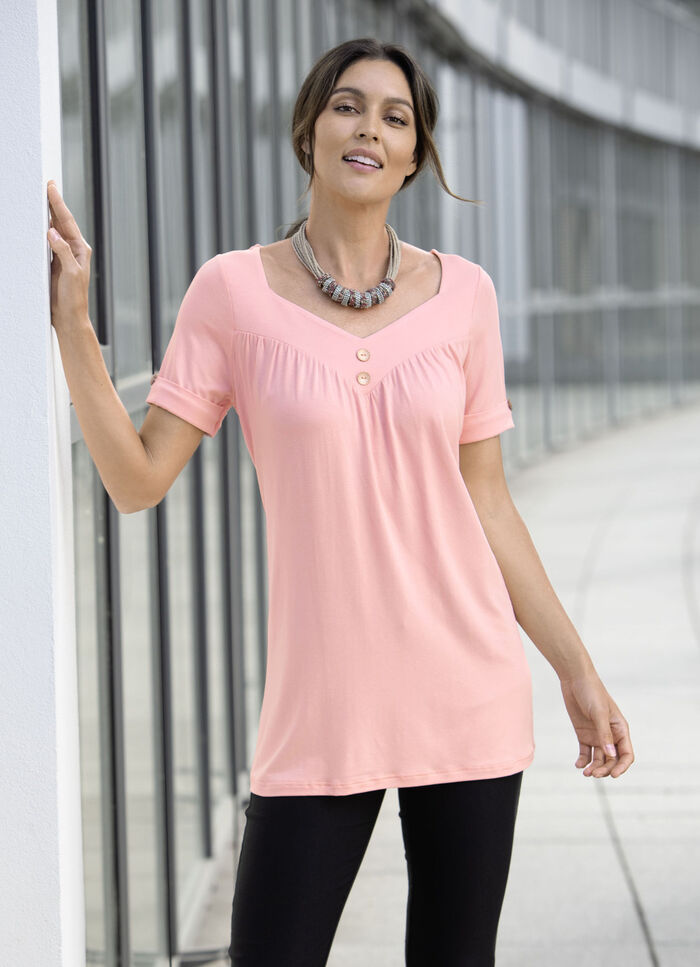 Tunika mit V-Ausschnitt in 2 Farben ROSÉ