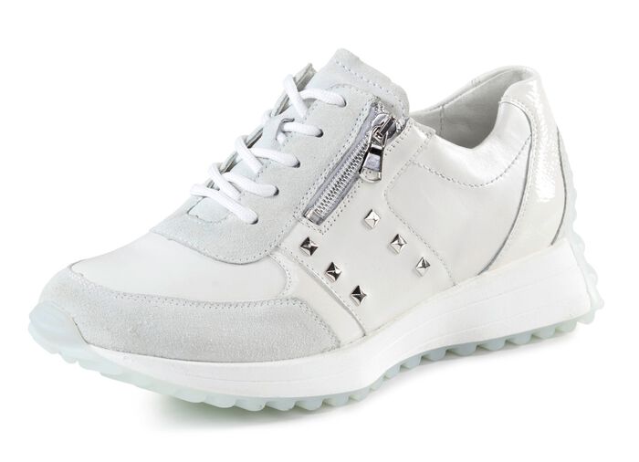 Waldl&auml;ufer Sneaker mit Nietenbesatz WEISS-EISGRAU