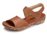 ELENA EDEN, modische Damen-Sandalen, Weite G, mit Klettverschluss COGNAC