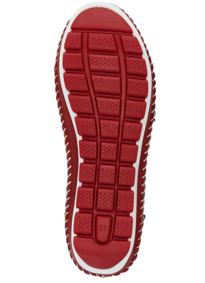 Gemini, klassische Damen-Slipper, Weite G, mit herausnehmbarem Fussbett WEISS-ROT-MARINE