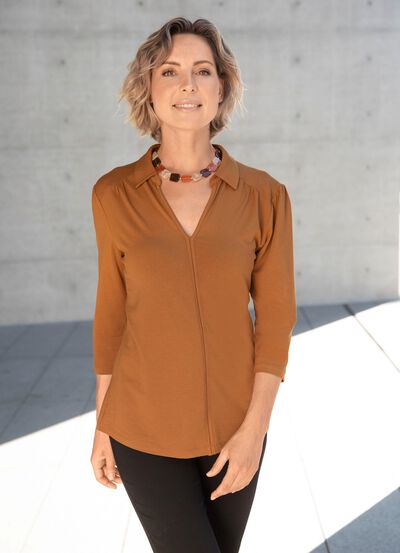 Poloshirt mit Zierblende in 2 Farben 