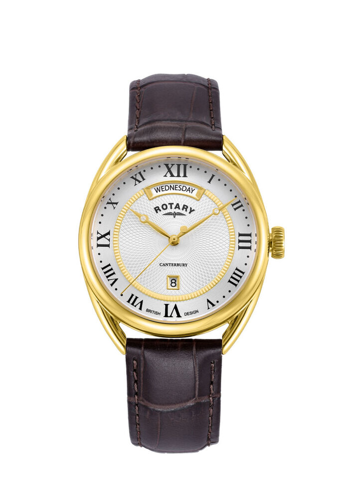 Rotary Quartz-Herrenuhr mit Lederband 