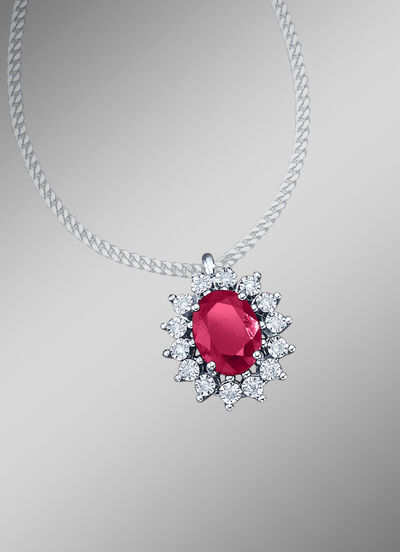 Anhänger mit echt Rubin und Diamanten 
