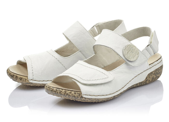 Rieker, bequeme Damen-Sandalen, Weite H, mit herausnehmbarem Fussbett WEISS