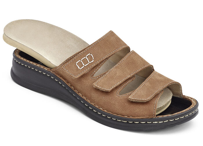 Mubb, bequeme Herren-Pantoletten, Weite H, mit herausnehmbarem Fussbett COGNAC