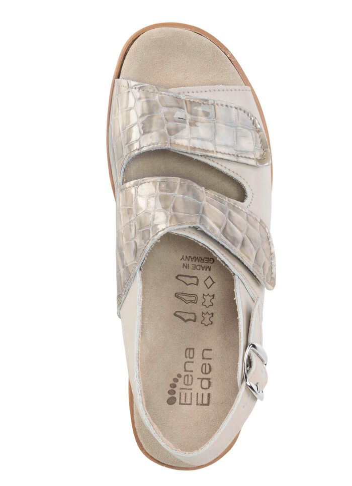 ELENA EDEN Sandale aus Nappaleder und krokogepr&auml;gtem Lackleder BEIGE