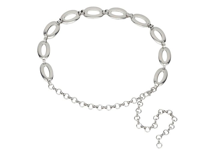 Modischer Damen-Ketteng&uuml;rtel, mit Karabinerverschluss SILBER