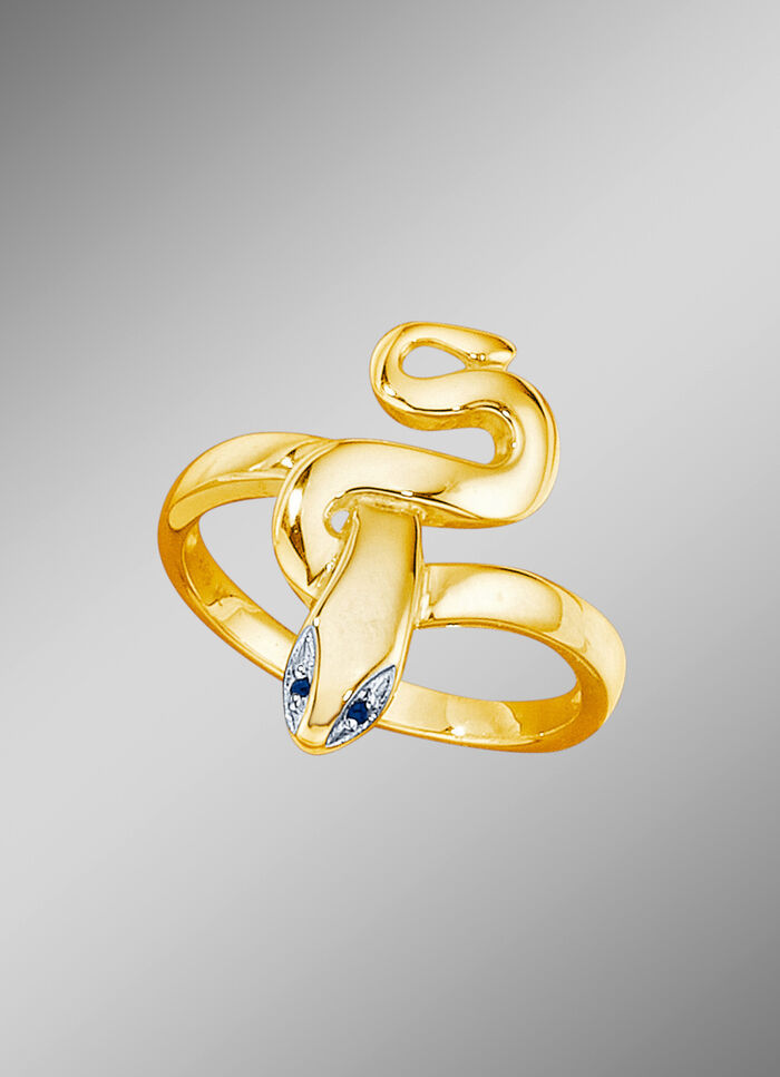 Massiver Damenring Schlange mit Safir 