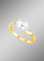 Bezaubernder Damenring mit Brillanten und S&uuml;sswasser-Zuchtperle 