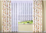 Filigraner Blumenfenster-Vorhang mit Automatikfaltenband 1:3 