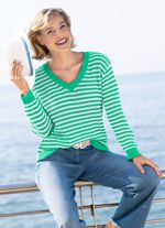 Pullover in Ringeldessin GR&Uuml;N-ECRU