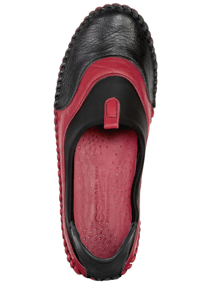 Gemini, bequeme Damen-Slipper, Weite G, mit herausnehmbarem Fussbett SCHWARZ-ROT