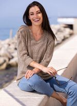 Pullover in Feinboucl&eacute; TAUPE MELIERT