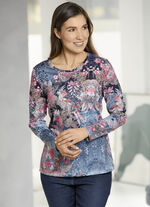 Shirt mit Alloverdruck BLAU-LACHS-MULTICOLOR