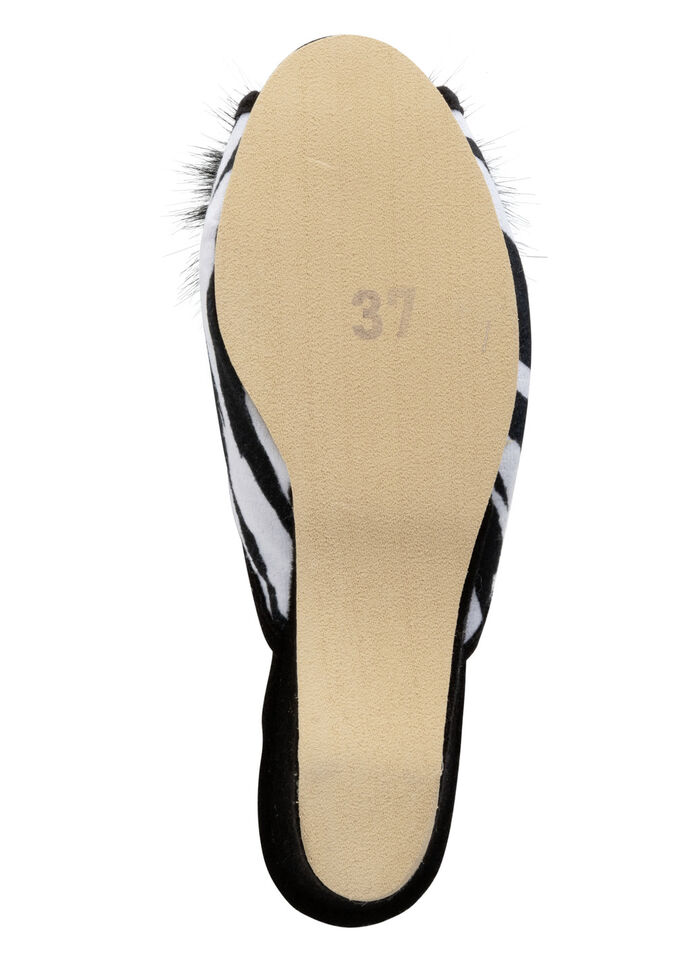 ELENA EDEN Pantolette mit schwarzem Kunstfellpompon SCHWARZ-WEISS