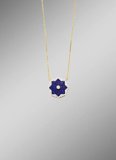 Halskette mit echt Lapislazuli, Brillanten und Diamanten 