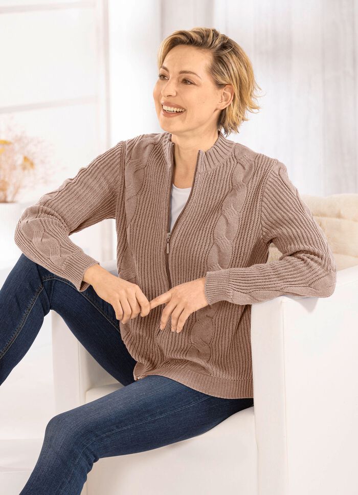 Strickjacke mit nachhaltig recycelter Baumwolle TAUPE