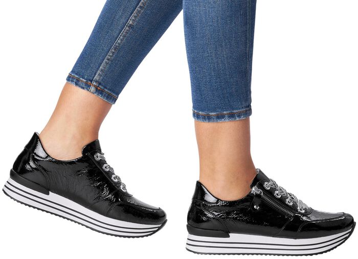 Remonte Sneaker mit effektvoller Schn&uuml;rung SCHWARZ