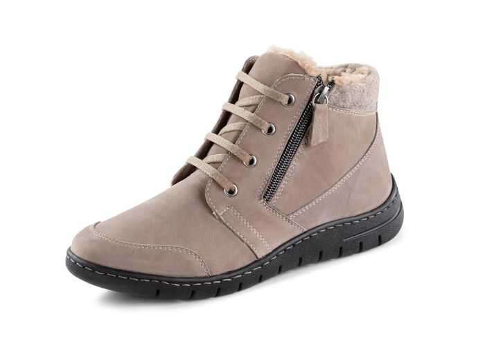 ELENA EDEN, gef&uuml;tterte Damen-Boots, Winterschuhe, Weite H, mit herausnehmbarem Fussbett TAUPE