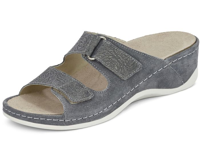 Mubb, bequeme Damen-Pantoletten, Weite H, mit herausnehmbarem Fussbett ANTHRAZIT