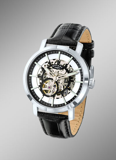 Klassische Automatik-Herrenuhr mit sichtbarem Werk 