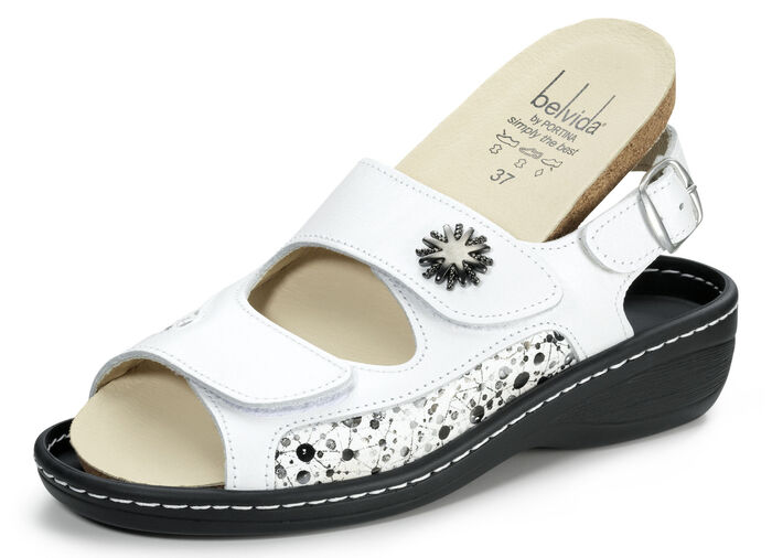 ELENA EDEN Sandale mit herausnehmbarem Leder-Kork-Fussbett WEISS