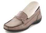 ELENA EDEN, bequeme Damen-Slipper, Weite H, mit herausnehmbarem Fussbett TAUPE