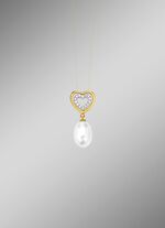 Herz-Anh&auml;nger mit S&uuml;sswasser-Zuchtperle und synth. Zirkonia 